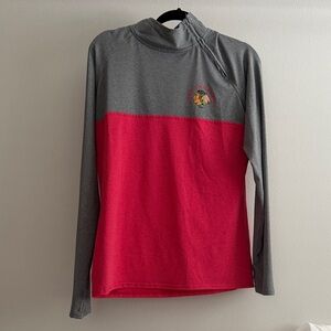 Gray and Red Long Sleeve Shirt